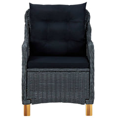 Garden Chair Set of 2 Dark Grey Round PE Rattan Standard