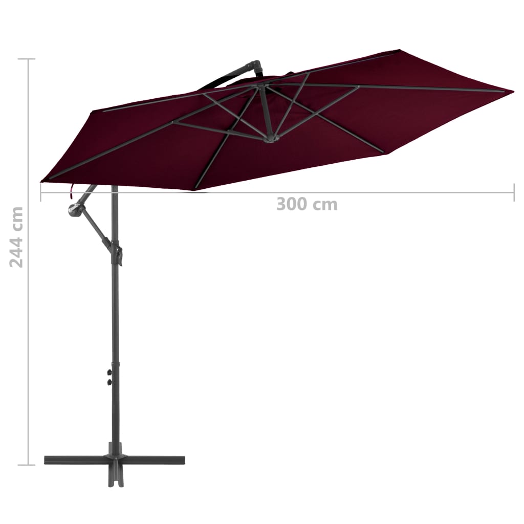 Cantilever Garden Parasol with Aluminum Pole Bordeaux Red 118.1