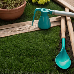 Lush green artificial grass turf with 0.8-inch pile height on a garden surface.