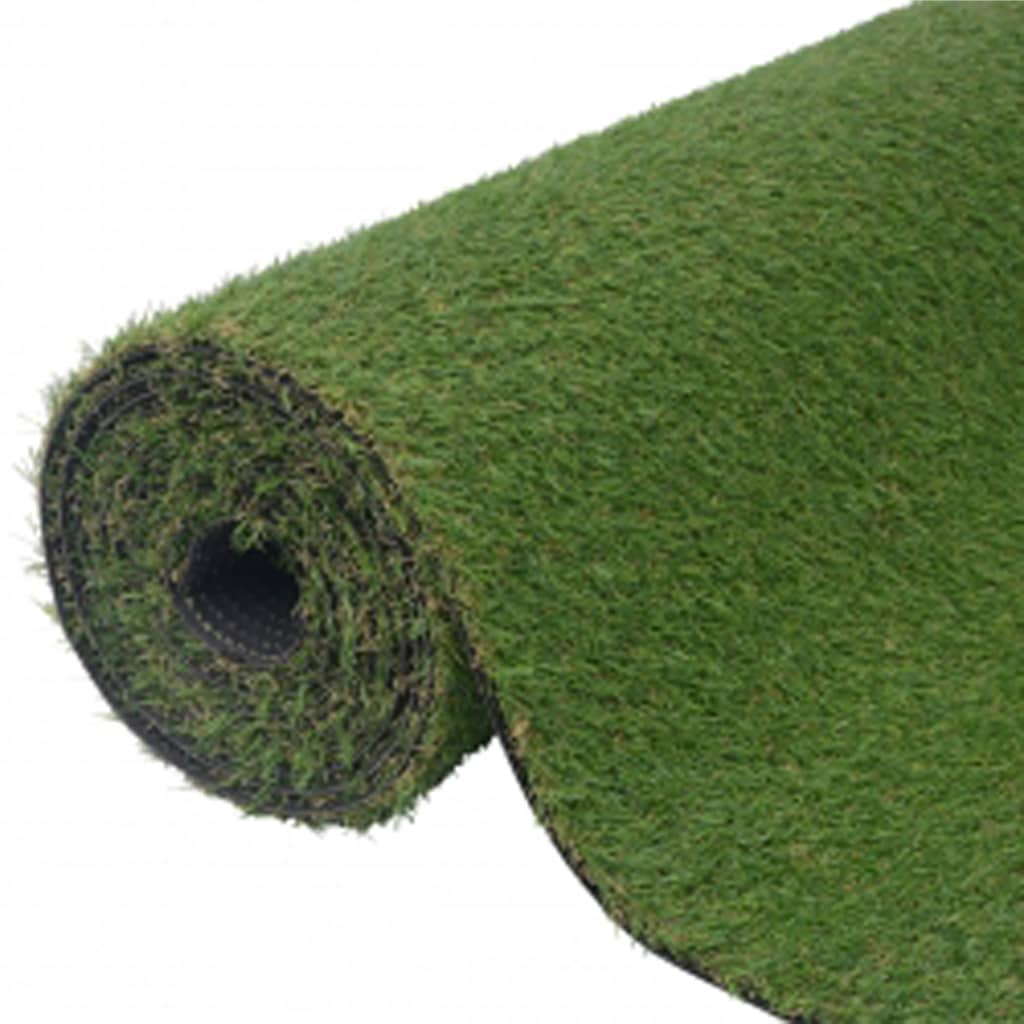 Rolled green artificial grass turf with 0.8-inch pile height, measuring 3.3 by 32.8 feet.