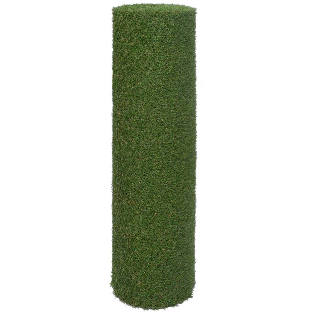 A roll of green artificial grass with 0.8-inch pile height, measuring 4.4 feet by 32.8 feet.