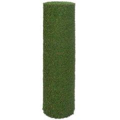 Rolled green artificial grass with 0.8-inch pile height, measuring 4.9 by 16.4 feet.