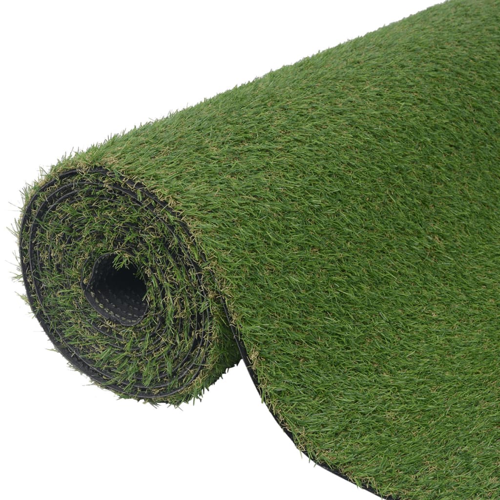 Rolled green artificial turf with 0.8-inch pile height, measuring 4.9 by 32.8 feet.