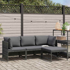 Garden Lounge Set Grey, Anthracite PE Rattan, Steel, Polyester