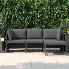 Garden Lounge Set Grey, Anthracite PE Rattan, Steel, Polyester