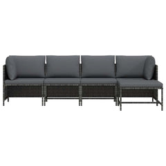 Garden Lounge Set Grey, Anthracite PE Rattan, Steel, Polyester