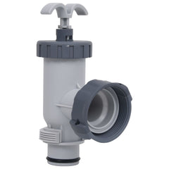 Gray PP plunger valves for Intex and Bestway pools, 2-pack with threaded fittings.