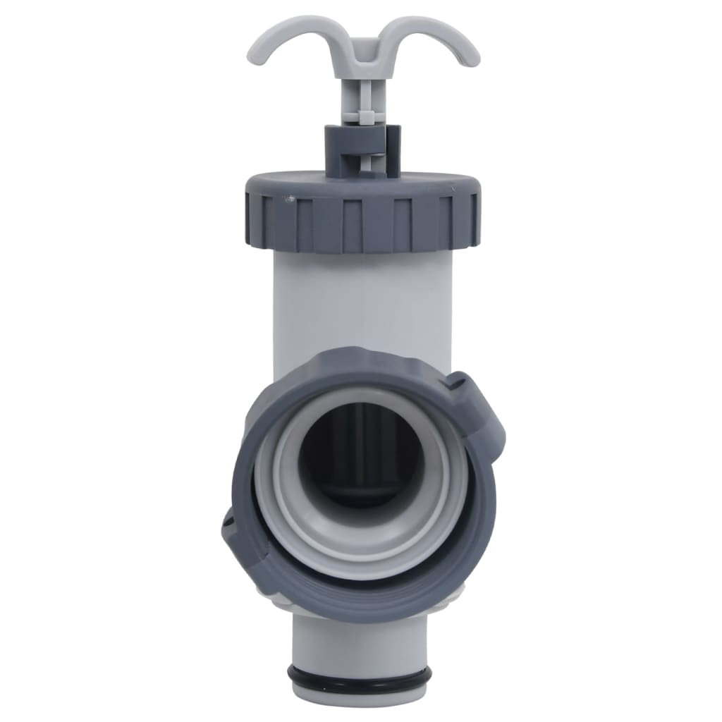Gray PP plunger valves for Intex and Bestway pools, 2-pack with threaded fittings.