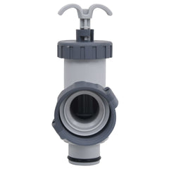 Gray PP plunger valves for Intex and Bestway pools, 2-pack with threaded fittings.