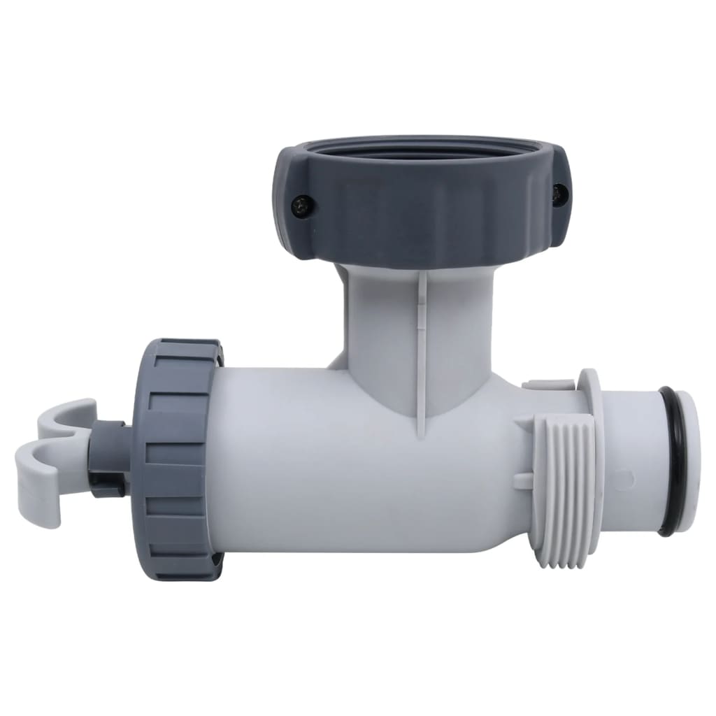 Gray PP plunger valves for Intex and Bestway pools, 2-pack with threaded fittings.