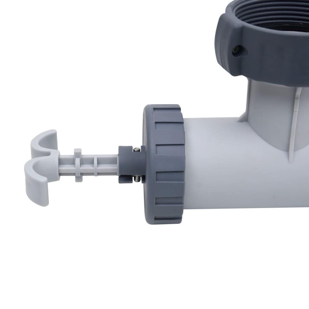 Gray PP plunger valves for Intex and Bestway pools, 2-pack with threaded fittings.