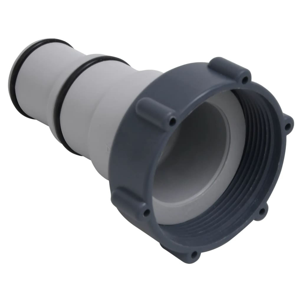 Gray plastic pool hose adapters, 1.3/1.5 inch, threaded to barb design, 2 pack.