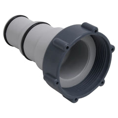 Gray plastic pool hose adapters, 1.3/1.5 inch, threaded to barb design, 2 pack.