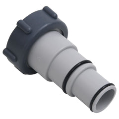 Gray plastic pool hose adapters with threaded and barb ends, 1.3/1.5 inch, 2 pack.