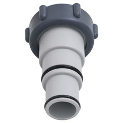 Gray plastic pool hose adapters with 1.3/1.5 inch tapered barbs and O-rings, 2-pack.
