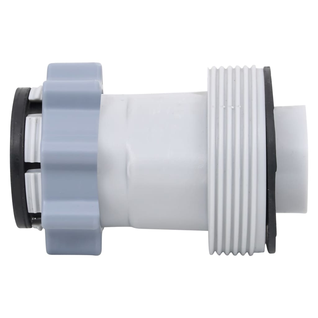 Gray plastic Bostome Type B pool hose adapters, 2-pack, with threaded ends.