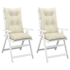 Highback Chair Cushion Set of 2 Cream Polyester, PP hollow fiber