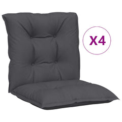 Set of four anthracite fabric lowback chair cushions with tufted design and thick padding