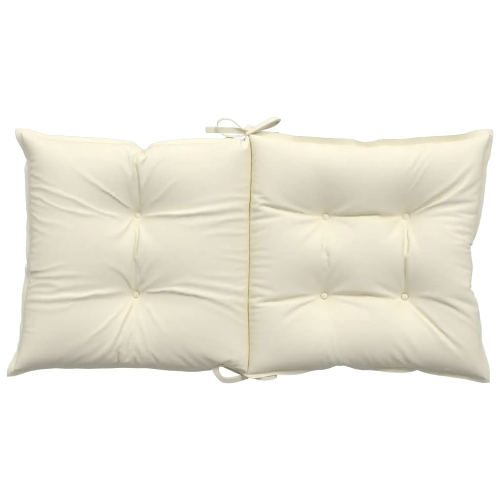 Cream polyester lowback chair cushions with tufted design and tie straps, 4-pack for garden use