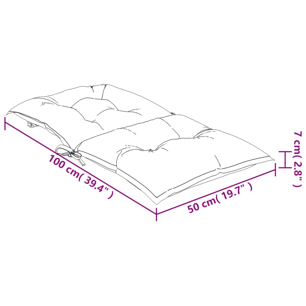 Four cream polyester lowback chair cushions with ties, measuring 100 by 50 by 7 cm.