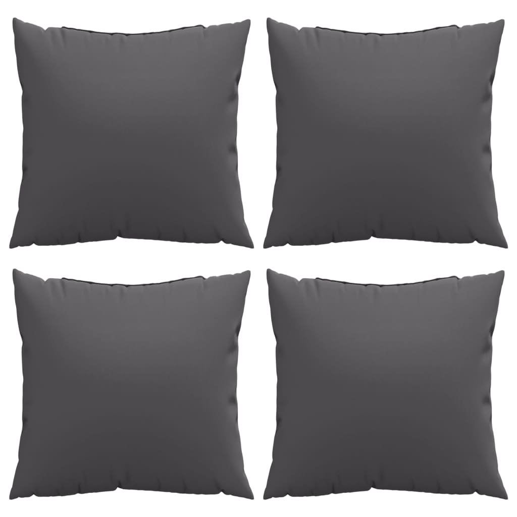Four anthracite polyester throw pillows, each 19.7x19.7 inches, arranged in a grid.