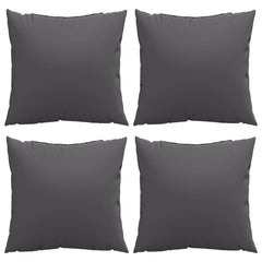 Four anthracite polyester throw pillows, each 19.7x19.7 inches, arranged in a grid.