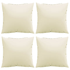 Four cream polyester throw pillows, each 19.7x19.7 inches, in a pack.