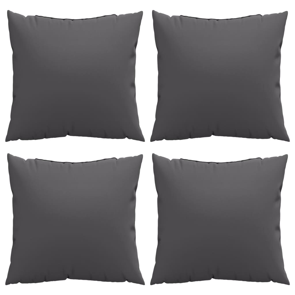 Four anthracite polyester throw pillows, 23.6x23.6 inches each, in a pack.