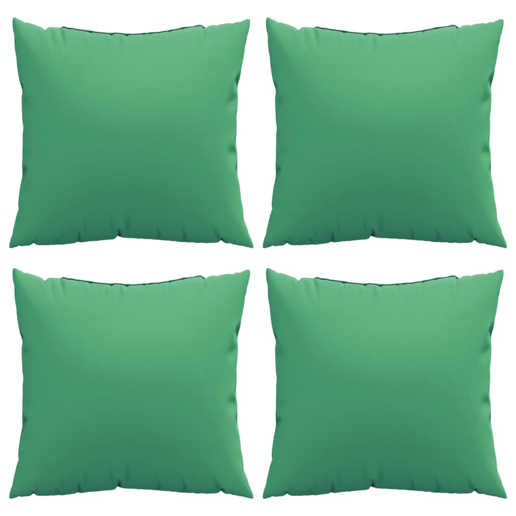 Four green polyester throw pillows, each 23.6x23.6 inches, arranged in a grid.