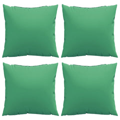 Four green polyester throw pillows, each 23.6x23.6 inches, arranged in a grid.