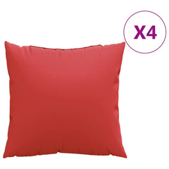 Four red polyester throw pillows, 23.6x23.6 inches, in a 4-pack.