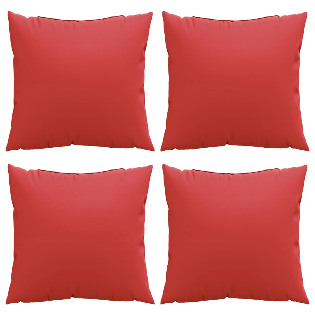 Four red polyester throw pillows, 23.6x23.6 inches, in a 4-pack.