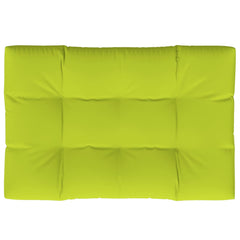 Bright green polyester pallet cushion, 47.2x31.5x4.7 inches, with quilted design.