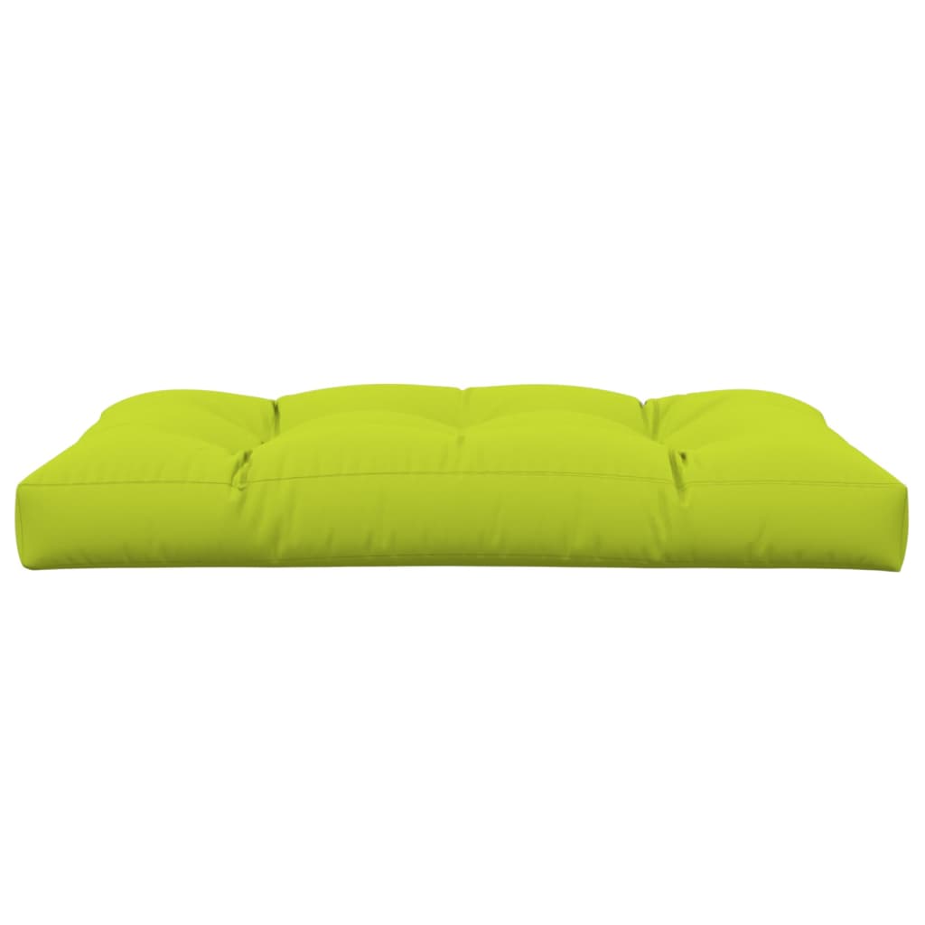 Bright green polyester pallet cushion, 47.2x31.5x4.7 inches, with tufted sections.