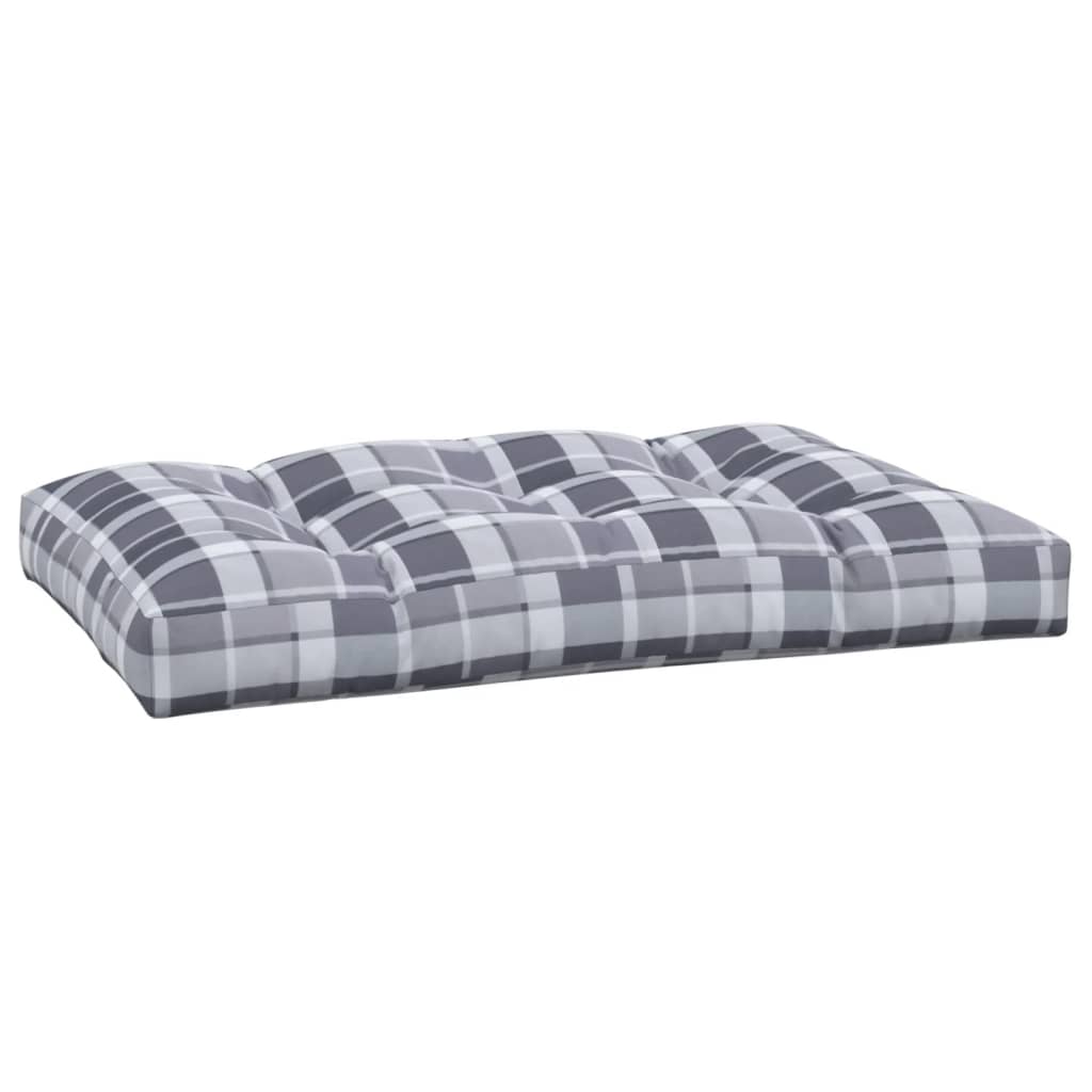 Gray check pattern polyester pallet cushion, 47.2x31.5x4.7 inches.