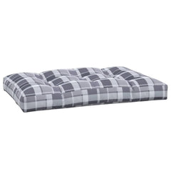 Gray check pattern polyester pallet cushion, 47.2x31.5x4.7 inches.