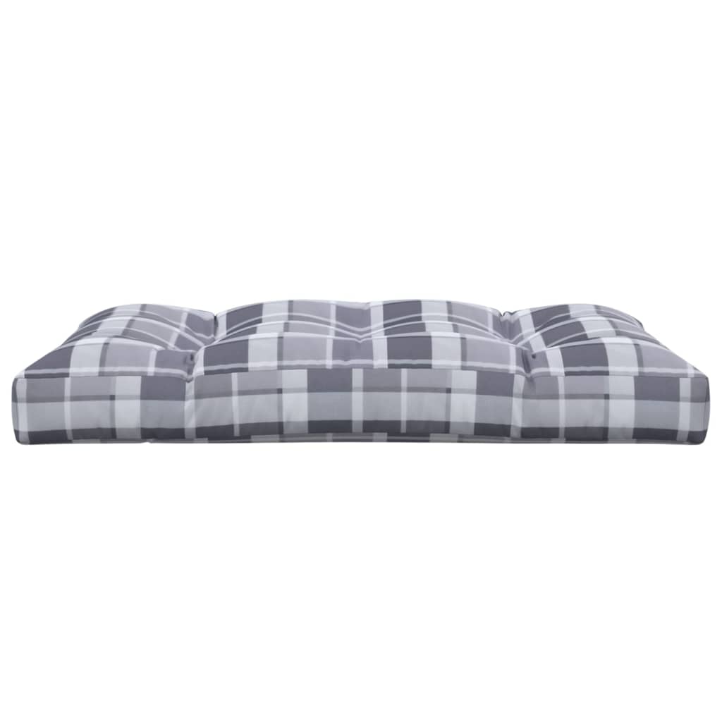 Gray check pattern polyester pallet cushion, 47.2x31.5x4.7 inches.