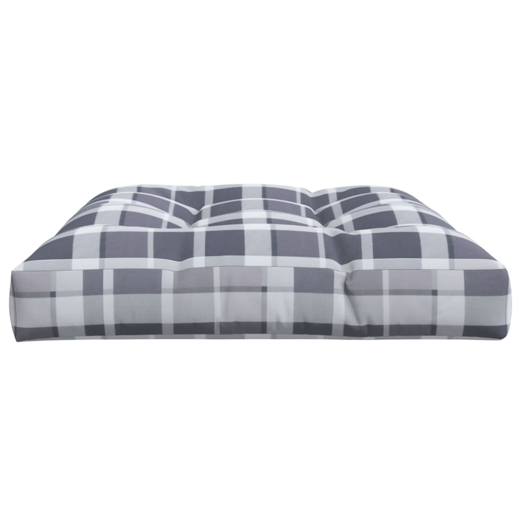 Gray check pattern polyester pallet cushion, 47.2x31.5x4.7 inches.