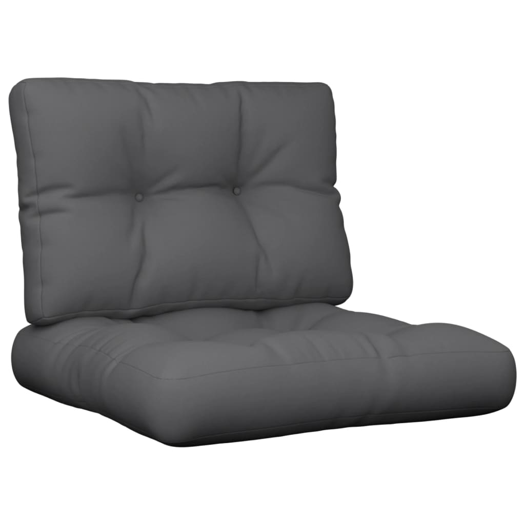 Two anthracite polyester cushions for pallet sofas, one seat and one back.