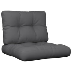 Two anthracite polyester cushions for pallet sofas, one seat and one back.
