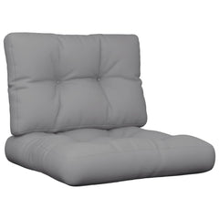 Gray polyester pallet cushion set with two pieces: seat and back.