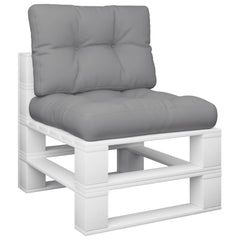 Gray polyester pallet cushions set with two pieces for seat and back.