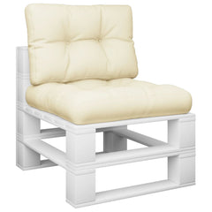 Cream polyester pallet cushions set with two tufted pieces for seat and back.