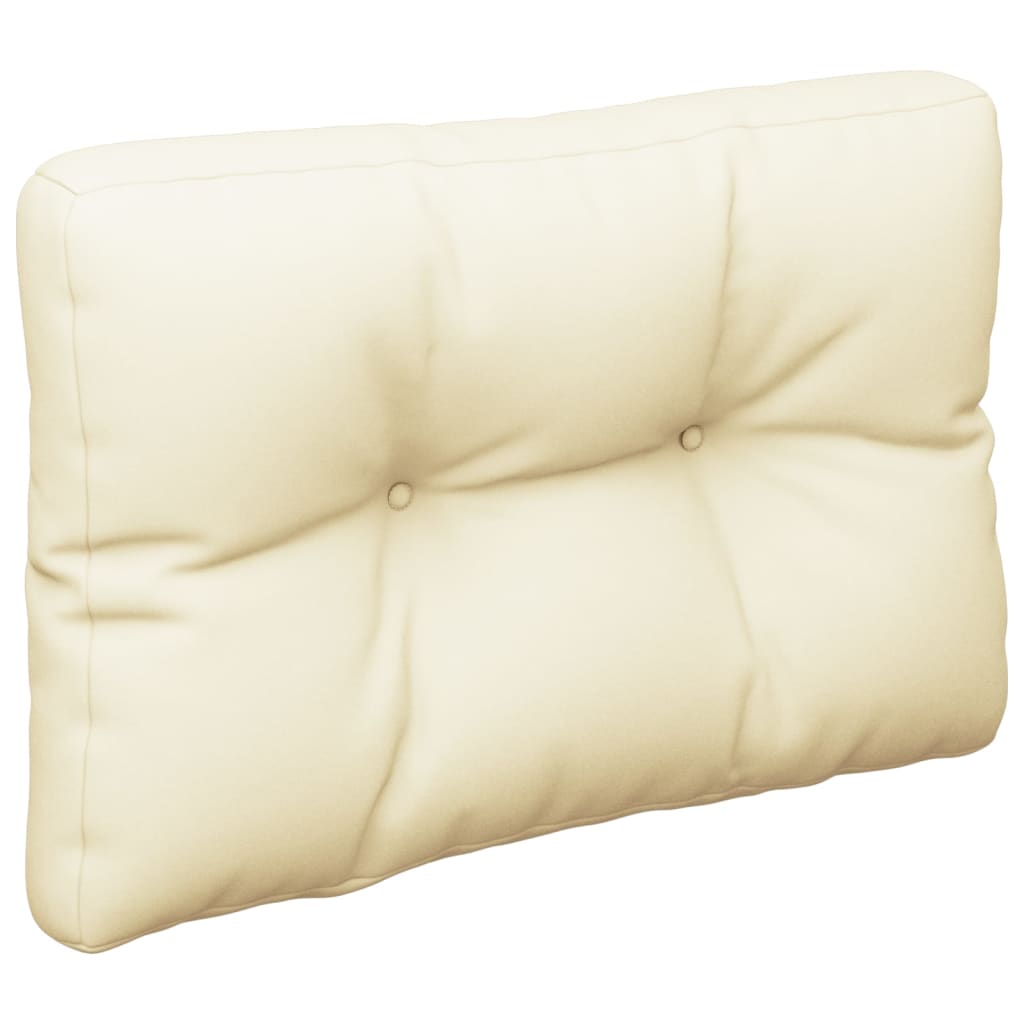 Cream polyester pallet cushion set with two pieces, featuring tufted design.