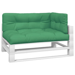 Three green polyester cushions for a pallet sofa, including seat, back, and side pieces.