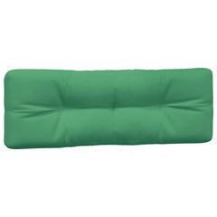 Three-piece green polyester pallet cushion set with seat, back, and side cushions.