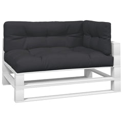Black 3-piece pallet cushion set with water-resistant polyester and soft filling for comfort.