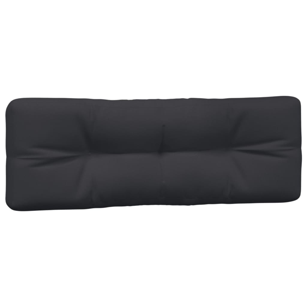 Black 3-piece pallet cushion set with water-resistant polyester and soft filling for comfort.