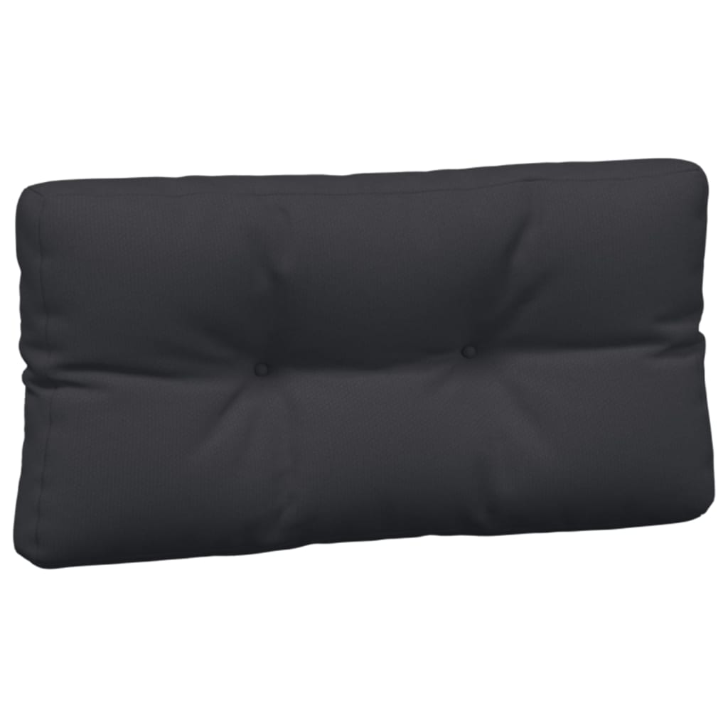 Black 3-piece pallet cushion set with water-resistant polyester and soft filling for comfort.