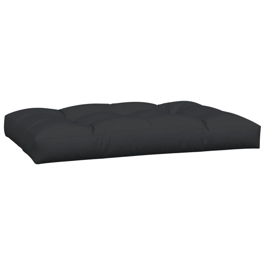 Black 3-piece pallet cushion set with water-resistant fabric and soft filling for comfort.